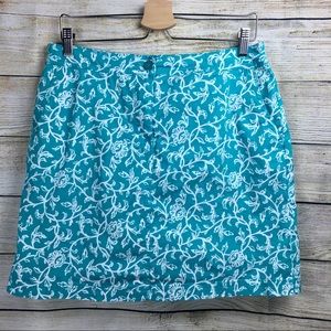 Karen Scott Floral Print Aqua & White Skort S8